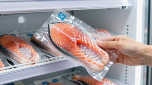 "High-quality vacuum-sealed frozen fish packaging in a supermarket – Buying Guide for Frozen Fish in Pakistan."
