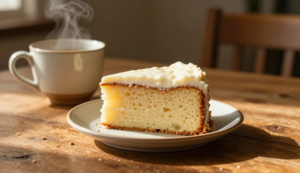 serving easy cake recipe without oven at home with tea